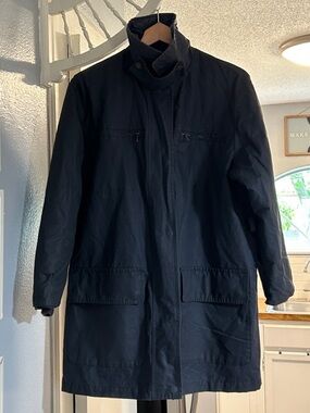 John Partridge Jacket Mens Size S Blue Waxed Cotton Rain Coat Lined